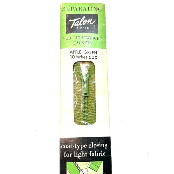 Vintage Talon Zipper Separating Lightweight Jackets 10 inch Apple Green NOS - Picture 1 of 3